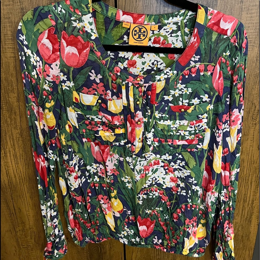 Tory Burch Size 0 Floral Top